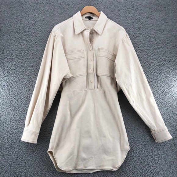 Elegant Cream Long Sleeve Dress - Picture 1 of 11